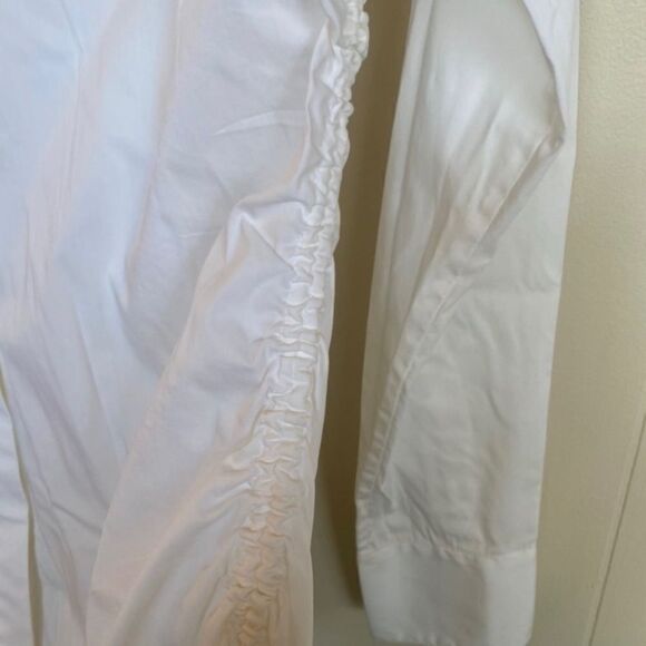 BCBG Max Azria White Button Down Shirt Women’s Small Tie Detail - Picture 3 of 6